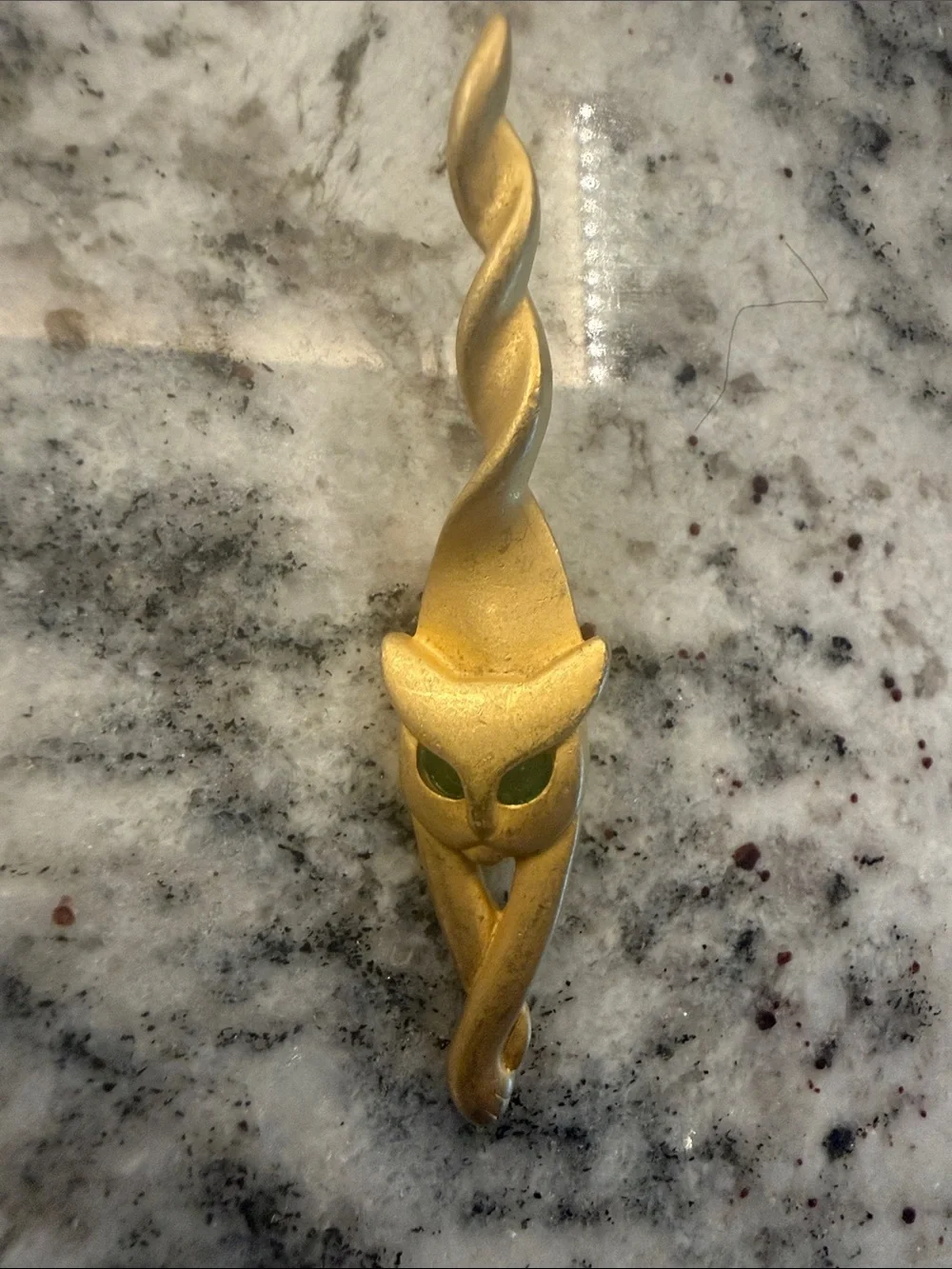 Gold Cat Motif Pendant Necklace - Gold